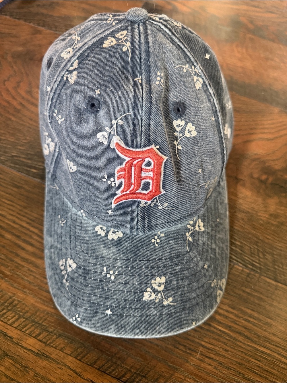 New Era Blue Floral Denim Cap with Red 'D' Patch